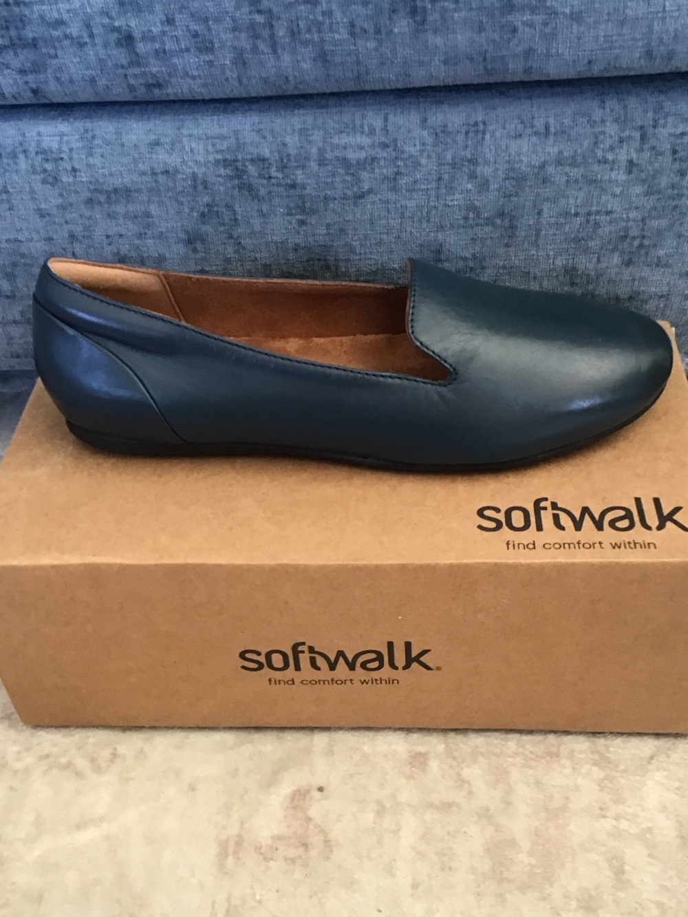 SoftWalk Women's Shelby Dark Teal Leather Slip-On Loafer